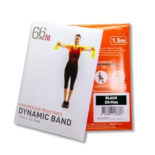 66fit Banda de Resistencia dinámica de 1,5 m – Rehabilitación, Yoga, Pilates, Estiramiento, Entrenamiento de Resistencia (Azul)
