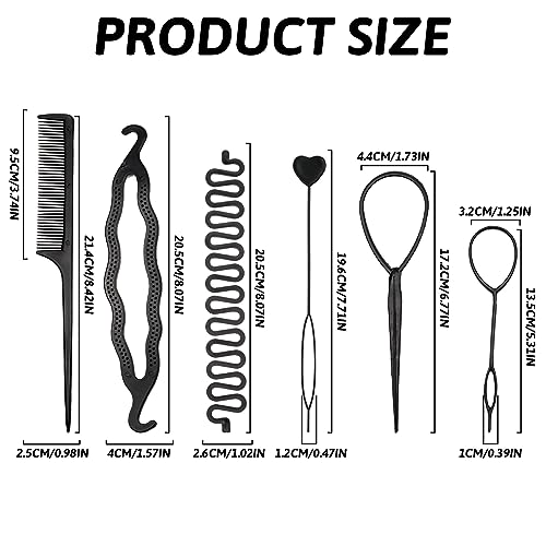 6pcs Accesorios de Peinado, Set de Peinado, Hair Styling Accessories, Set de Diseño de Cabello para Braid Cabello Trenzado Peinado Clips Herramientas para Diseño Niñas Mujeres
