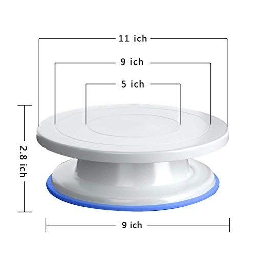 6pcs Juego de Plato de Pastel Giratorio Redondo Antideslizante,Soporte de Torta Giratoria de Pastel,Bandeja para Tartas Giratorio con 2 Espátulas de Acero Inoxidable y 3 Raspador para Repostería