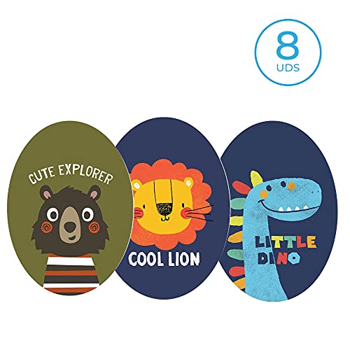 8 parches Ovalados rodillera infantil serigrafiados para planchar en la ropa. Aplicaciones termoadhesivas para reparar y decorar pantalones, chaquetas, jerseys, mochilas, batas, etc. (8552)