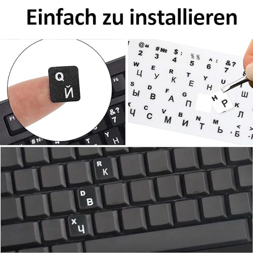 8 pegatinas rusas para teclado, pegatinas universales para teclado ruso, adhesivo para teclado ruso, adhesivo fuerte para diferentes idiomas (4 negras, 4 blancas)