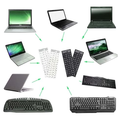 8 pegatinas rusas para teclado, pegatinas universales para teclado ruso, adhesivo para teclado ruso, adhesivo fuerte para diferentes idiomas (4 negras, 4 blancas)