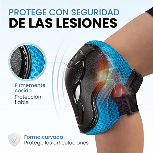 99FLIPS Protecciones Patines Niña - Protecciones Skate niño - Rodilleras Patines niña - Protectores Patines niña - BMX, Patinaje en línea, Skateboard - Grind XS Azul