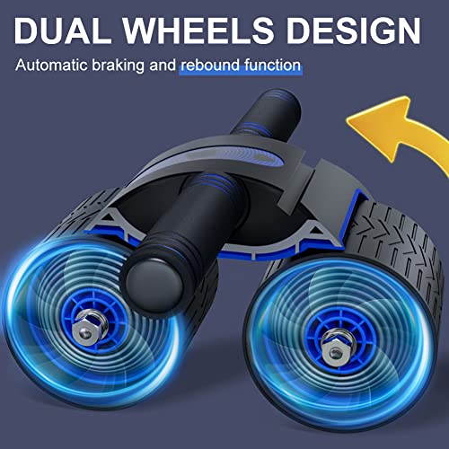 AB Wheel Roller, Rodillo Abdominal Rebote Automático con Rodilleras, Soporte y Resistencia Rodillo Abdominal Ejercitador de Entrenamiento Base para Hombres y Mujeres Abdominal Fitness(Size:2pcs)