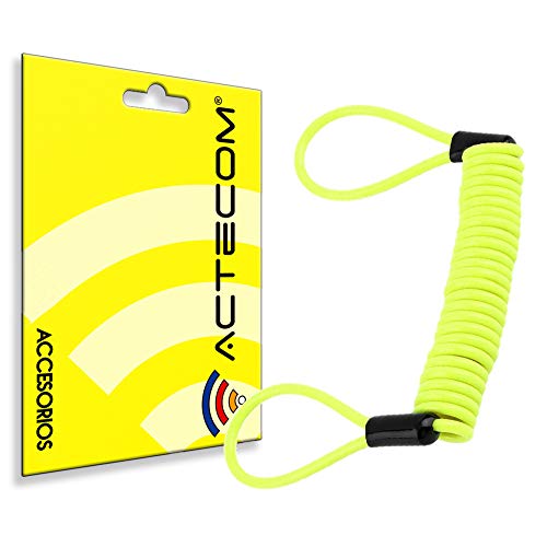 ACTECOM Cable Enrollado para candado de Moto recordatorio para candados de Moto Espiral para Motos Cable para candado de Moto (Amarillo)