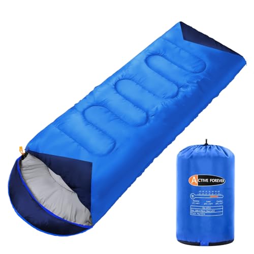 ACTIVE FOREVER Saco de Dormir Multifuncional para Adultos, Ligero y Ultraligero en 3 Estaciones, Adecuado para Acampar, Senderismo, Turismo, se Puede Usar como Colcha y Saco de Dormir - Azul