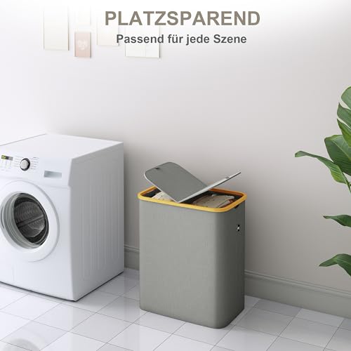 ADEL DREAM Cesta de lavandería con tapa, 2 compartimentos, bolsa estrecha - colector, pecho gris oscuro 140L