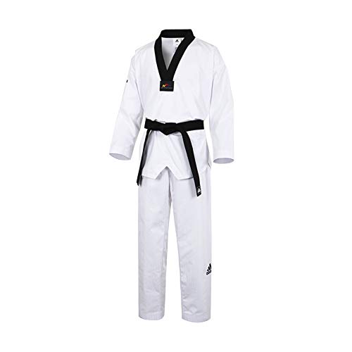 Adidas Adichampion II - Dobok de taekwondo, color negro, wtf, Niños Mujer Niñas, color blanco, tamaño 200 cm