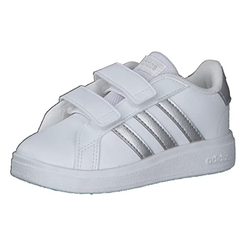 adidas Grand Court Lifestyle Hook And Loop Shoes, Zapatillas Unisex niños, Ftwr White Matte Silver Matte Silver, 23 EU