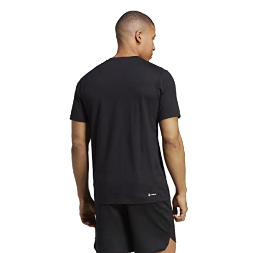 adidas Hombre T-Shirt (Short Sleeve) TR-Es FR Logo T, Black/White, IB8273, M