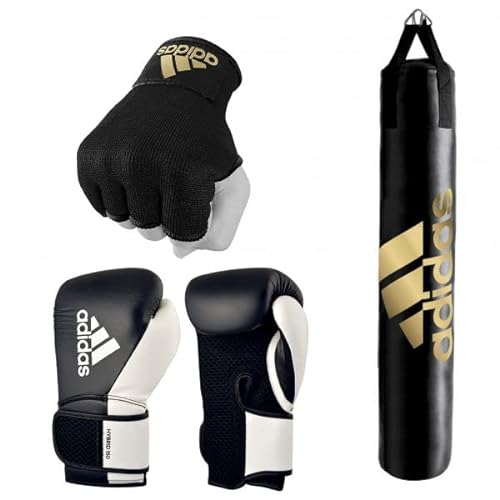 Adidas Home use Heavy Bag with Hybrid 150 Boxing Gloves and Protective Inner Gloves - Home Gym Bundle Deal- for Boxing , Kick Boxing Punching and Training