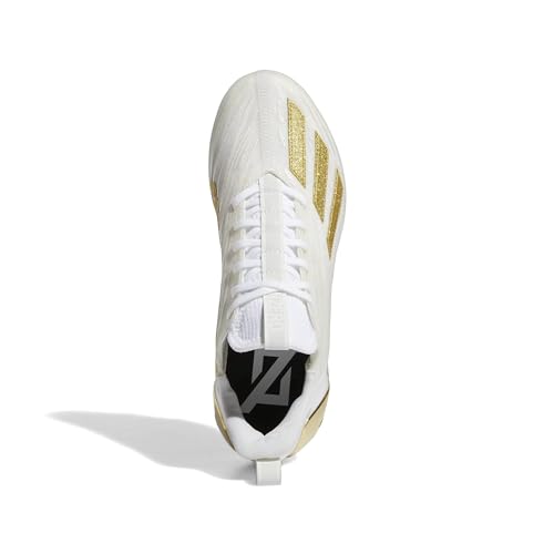 adidas Men's Adizero Football Shoe, White/Gold Metallic/White, 10