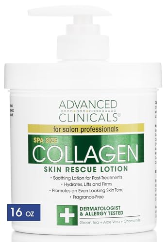 Advanced Clinicals Collagen Skin Rescue Lotion - Hydrate, Moisturize, Lift, Firm. Great for Dry Skin. 16oz Jar with Pump. by Advanced Clinicals