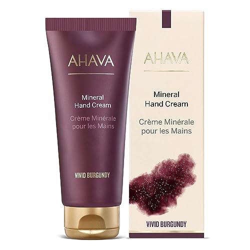 AHAVA Vivid Burgundy Mineral Hand Cream 100ml - Mezcla Exclusiva de Minerales Del Mar Muerto que Hidratan y Calman Las Manos Secas Haciéndolas Suaves y Flexibles.