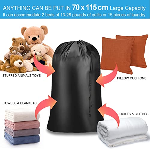 AiQInu Bolsa de Lavandería Plegable, 2 Unidades Grandes Bolsas de Ropa con Cordón, Organizador Material Antidesgarros para Cuarto de Lavado Cocina Dormitorio Hotel de Viaje 70 x 115cm