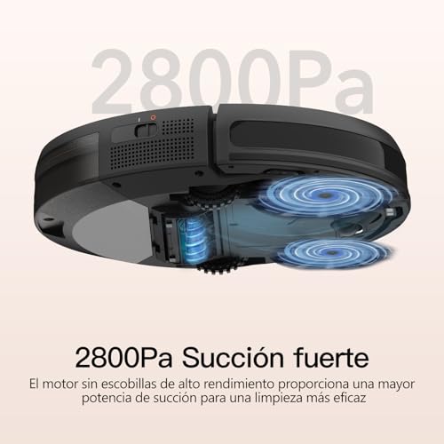 AIRROBO P20 Robot Aspirador, Succión 2800Pa Aspiradora Automática, Limpieza Zig-Za, Autonomía 120 Minutos, Control App/WiFi, para Pelo de Mascotas y Suelos Duros, Equipado con estación de Carga