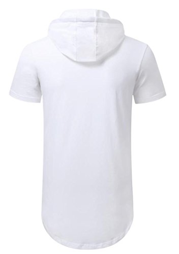 Aiyino Sudadera con Capucha de Color Liso para Hombre,Algodón Puro,Ligero,Suave,Transpirable,Fitness Sports Hoodie,Moda Hip Hop Sudadera (Manga Corta XL Blanco)