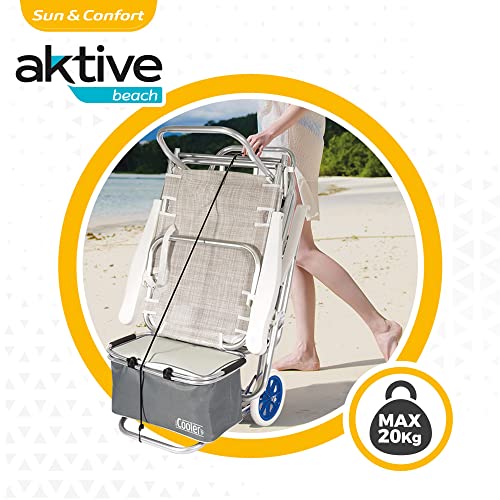 AKTIVE 53928 - Carro de playa plegable convertible en mesa 2 en 1, peso máx 20 kg, portatodo multiuso para la playa, camping, eventos, medidas caro 47 x 52 x 100 cm / mesa 47.5 x 52 x 115.5 cm