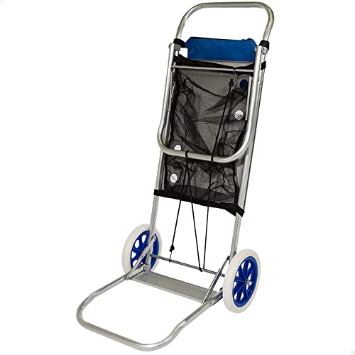 AKTIVE 53928 - Carro de playa plegable convertible en mesa 2 en 1, peso máx 20 kg, portatodo multiuso para la playa, camping, eventos, medidas caro 47 x 52 x 100 cm / mesa 47.5 x 52 x 115.5 cm