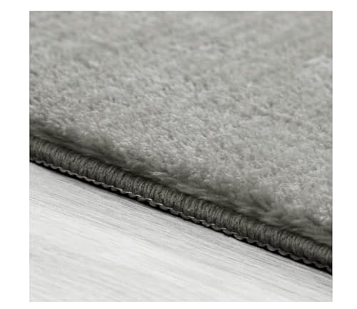 Aladdinshome Alfombra Moderna para Salón Unicolor Lavable Antideslizante Pelo Corto y Suave Gris 80x150cm