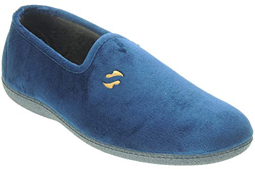 ALBEROLA: Zapatillas de Casa para Hombre. Invierno. Tallas Grandes hasta la 50. Piso Goma por Inyección. Marino Talla 50