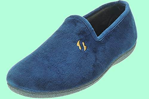 ALBEROLA: Zapatillas de Casa para Hombre. Invierno. Tallas Grandes hasta la 50. Piso Goma por Inyección. Marino Talla 50