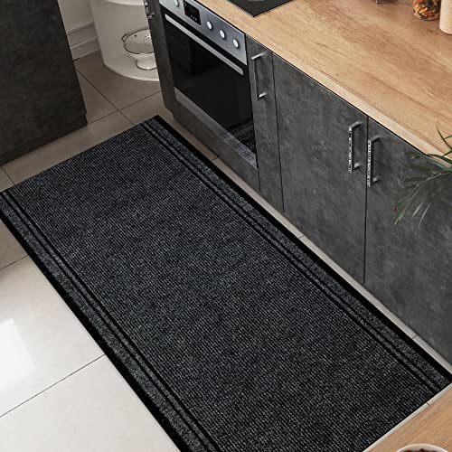 Alfombra de Cocina Malaga – Alfombra de Fieltro punzonado – Alfombra de Cocina – Alfombra de Pasillo & Cocina – Alfombra Antideslizante y fácil de Limpiar (Antracita 2082, 66 x 800 cm)