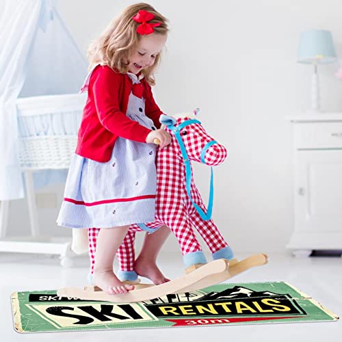 Alfombra retro de alquiler de esquís para sala de estar, 60 x 90 cm, antideslizante, para interior, dormitorio, cocina, entrada, pasillo, lavable a máquina
