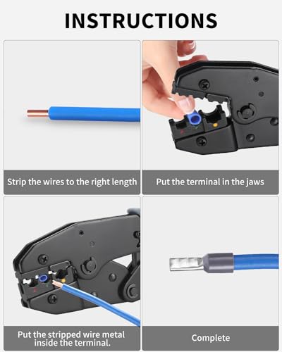 Alicates de Terminales,Crimpadora para Conectores Aislado,Alicates Electricista de Presión para Terminales Eléctricos - Grimpadora Cables Electricos 0,5-6 mm²,azul