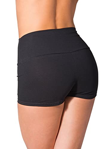 Alkato Pantalones Shorts Cortos de Cintura Alta para Mujer, Negro, 40