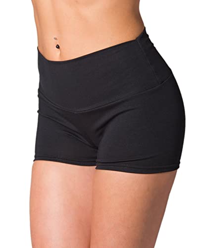 Alkato Pantalones Shorts Cortos de Cintura Alta para Mujer, Negro, 40