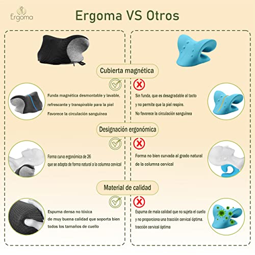 Almohada de tracción quiropráctica para relajar el Cuello, Almohada para el Alivio del Dolor Cervical, Dispositivo de tracción Cervical, Almohada para apoyar, relajar, Estirar y traccionar el Cuello
