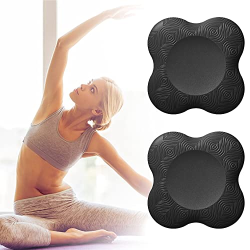 Almohadilla Rodillera Yoga，2Pedazo Colchonetas de Yoga Manos Codos Esterilla Yoga Antideslizante Cojín PU Rodillera Yoga Para Mujer Protectora Pilates el Tobillo Ejercicios Estiramiento Mat (Negro)