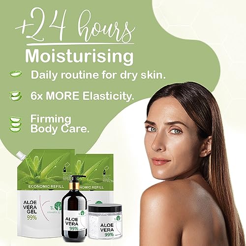 Aloe Vera Gel Gel Aloe Vera Cultivo Orgánico 100% Natural | Hidratante Piel Cabello | After Sun | Antiarrugas | Anti Acné | Reafirmante | Ideal para Estrías, 250 ml