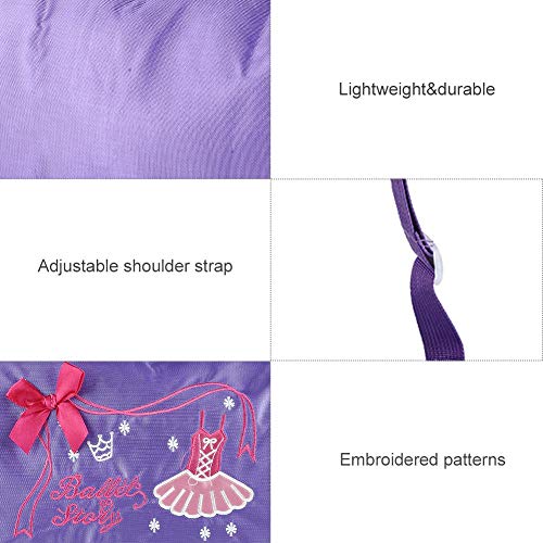Alomejor Niña Niños Baile Ballet Bolsa de natación Princesa Bolsos Cruzados Bolsos de Hombro Mochila Bolso Bordado(Púrpura)