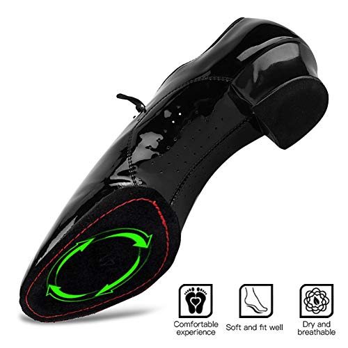 Alomejor Zapatos de Baile para Hombre Zapatos Latinos Zapatos de Cuero para Hombre, Zapatos de Baile Latino para Hombres, Negro(42)