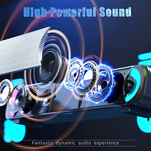 Altavoz SoundBar, HPYLIF·H Altavoz de Computadora con Cable USB, Altavoz Multimedia con Control de Volumen de Luz LED RGB Barra de Sonido para PC Windows,Escritorio,Ordenadores Portátiles