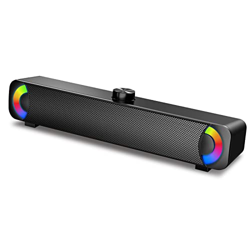 Altavoz SoundBar, HPYLIF·H Altavoz de Computadora con Cable USB, Altavoz Multimedia con Control de Volumen de Luz LED RGB Barra de Sonido para PC Windows,Escritorio,Ordenadores Portátiles
