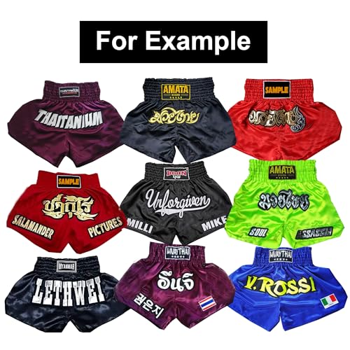 Amata Boxeo Estilo 1 Personalizado Muay Thai Pantalones Cortos Personalizados Ropa de Lucha MMA Gear Kick Outfit Hombres Mujeres Niños Adulto Niño Niña, Verde lima, 4X-Large