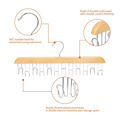 Amazon Basics - Colgador de madera para cinturones, natural, 2 unidades