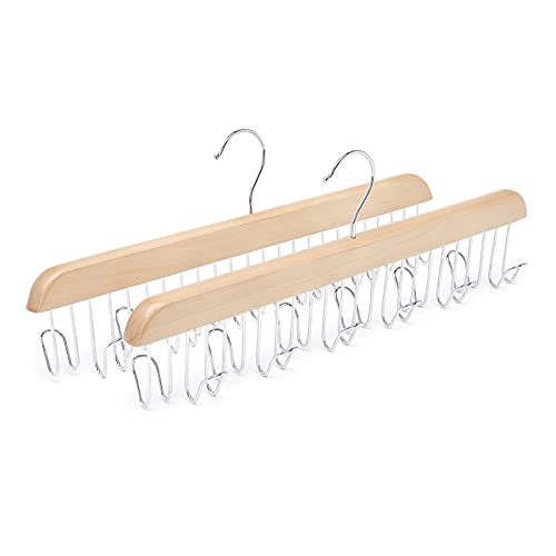 Amazon Basics - Colgador de madera para cinturones, natural, 2 unidades