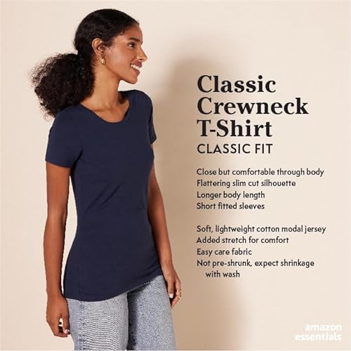 Amazon Essentials Camiseta de Cuello Caja de Manga Corta y Ajuste Clásico Mujer, Pack de 2, Negro, XL