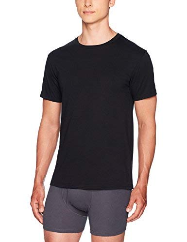 Amazon Essentials Camiseta Interior con Cuello Redondo Hombre, Pack de 6, Negro, XL