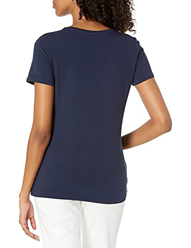 Amazon Essentials Camiseta Técnica Elástica de Manga Corta y Cuello Redondo (Disponible en Tallas Grandes) Mujer, Pack de 2, Azul/Orquídea Morada, L