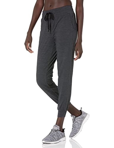 Amazon Essentials Jogger Elástico Técnico de Tejido Cepillado (Disponible en Tallas Grandes) Mujer, Negro Teñido Multicolor, L
