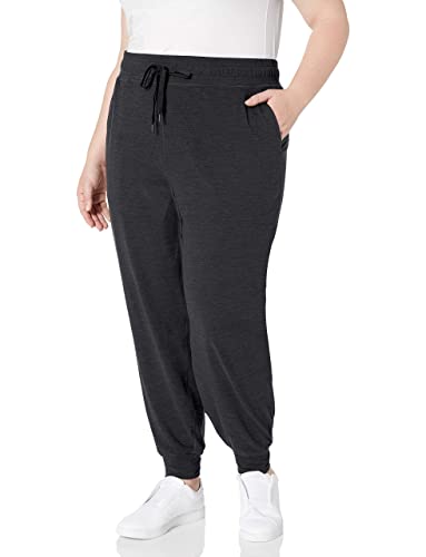 Amazon Essentials Jogger Elástico Técnico de Tejido Cepillado (Disponible en Tallas Grandes) Mujer, Negro Teñido Multicolor, L