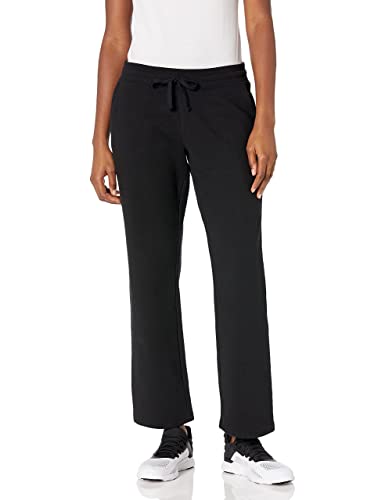 Amazon Essentials Pantalón de chándal en Felpa con Pernera Recta (Disponible en Tallas Grandes) Mujer, Negro, L