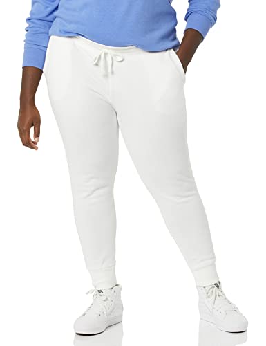 Amazon Essentials Pantalón de chándal en Felpa (Disponible en Tallas Grandes) Mujer, Blanco, L
