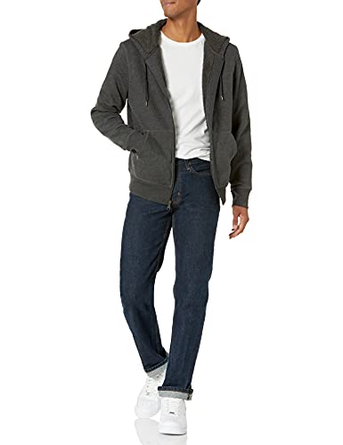 Amazon Essentials Sudadera de Forro Polar con Capucha, Cremallera Completa y Forro Sherpa Hombre, Carbón Mezcla, L