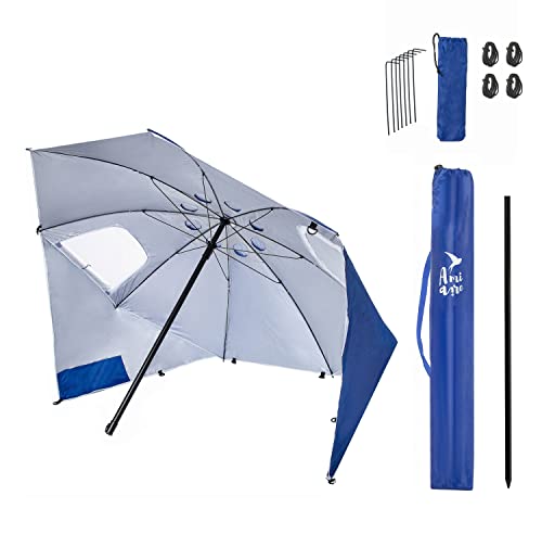 Amiaire Sombrilla de playa - Sombrilla de playa de 180 cm diámetro– 3 Posiciones - Protección UV, antiviento y transpirable de aluminio- Incluye Bolsa de viaje.
